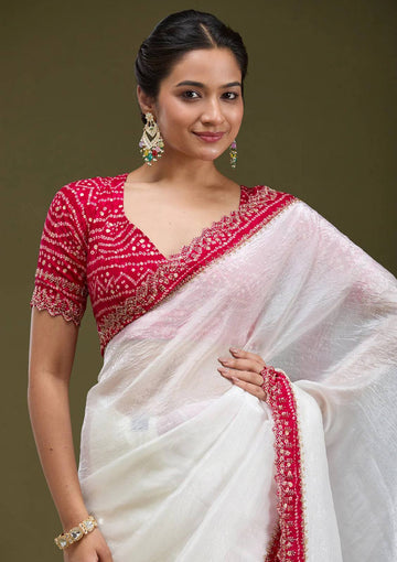 Tissue Crush Handwork Saree