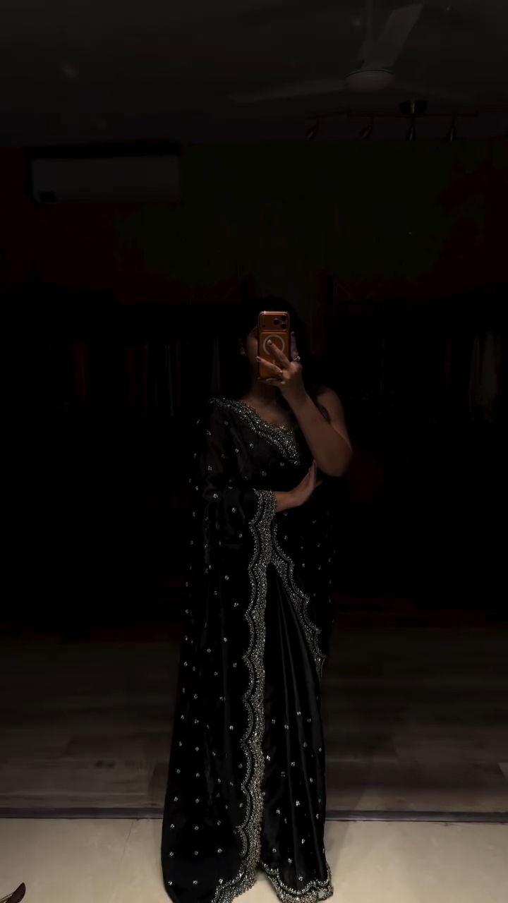 Midnight Black Swarovski Saree