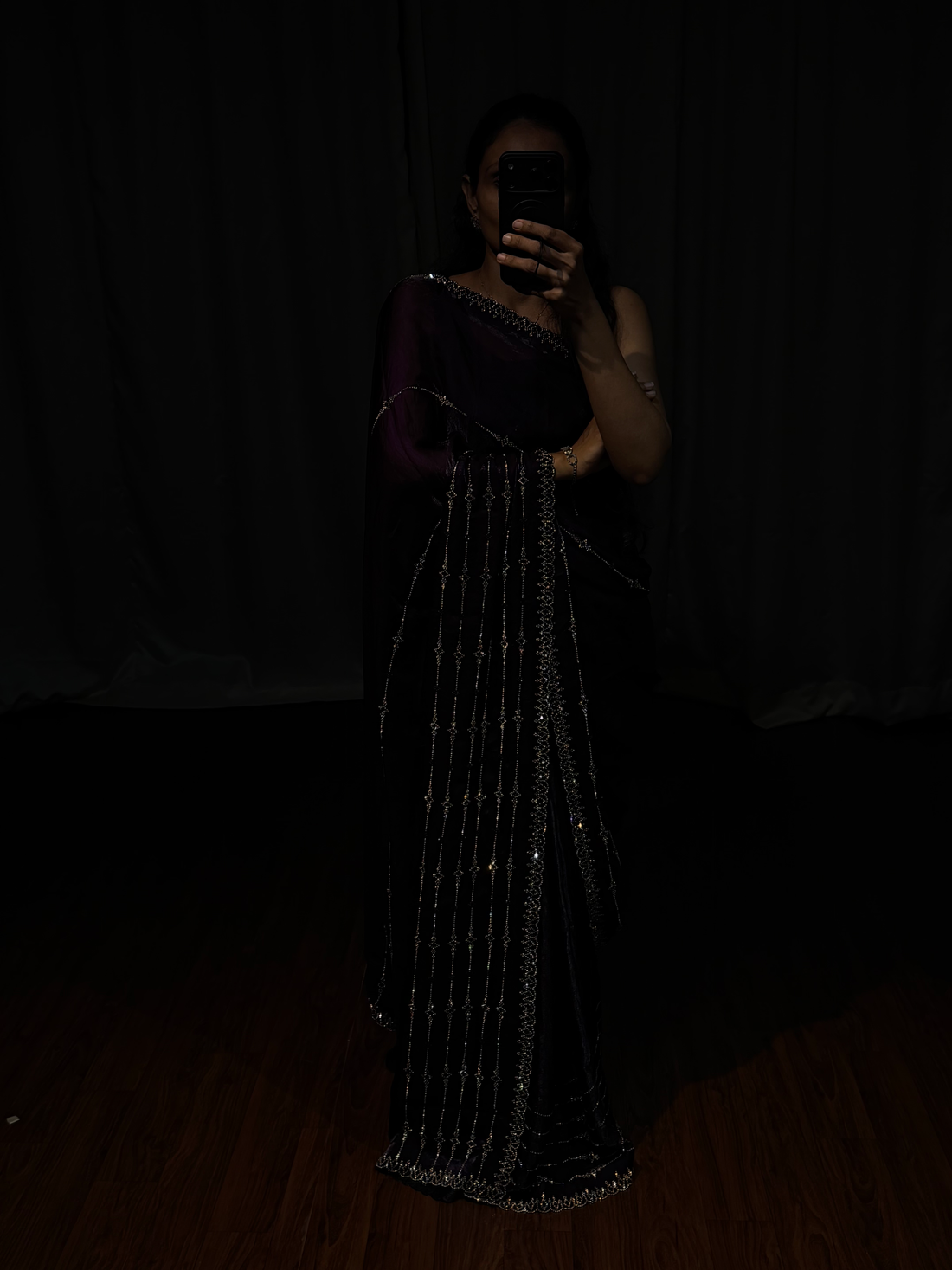 Meher Pop Purple Swarovski Designer Saree