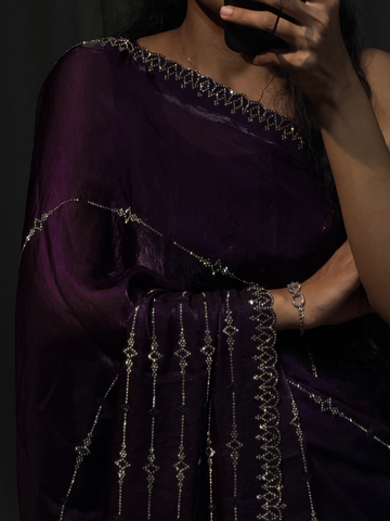 Meher Pop Purple Swarovski Designer Saree