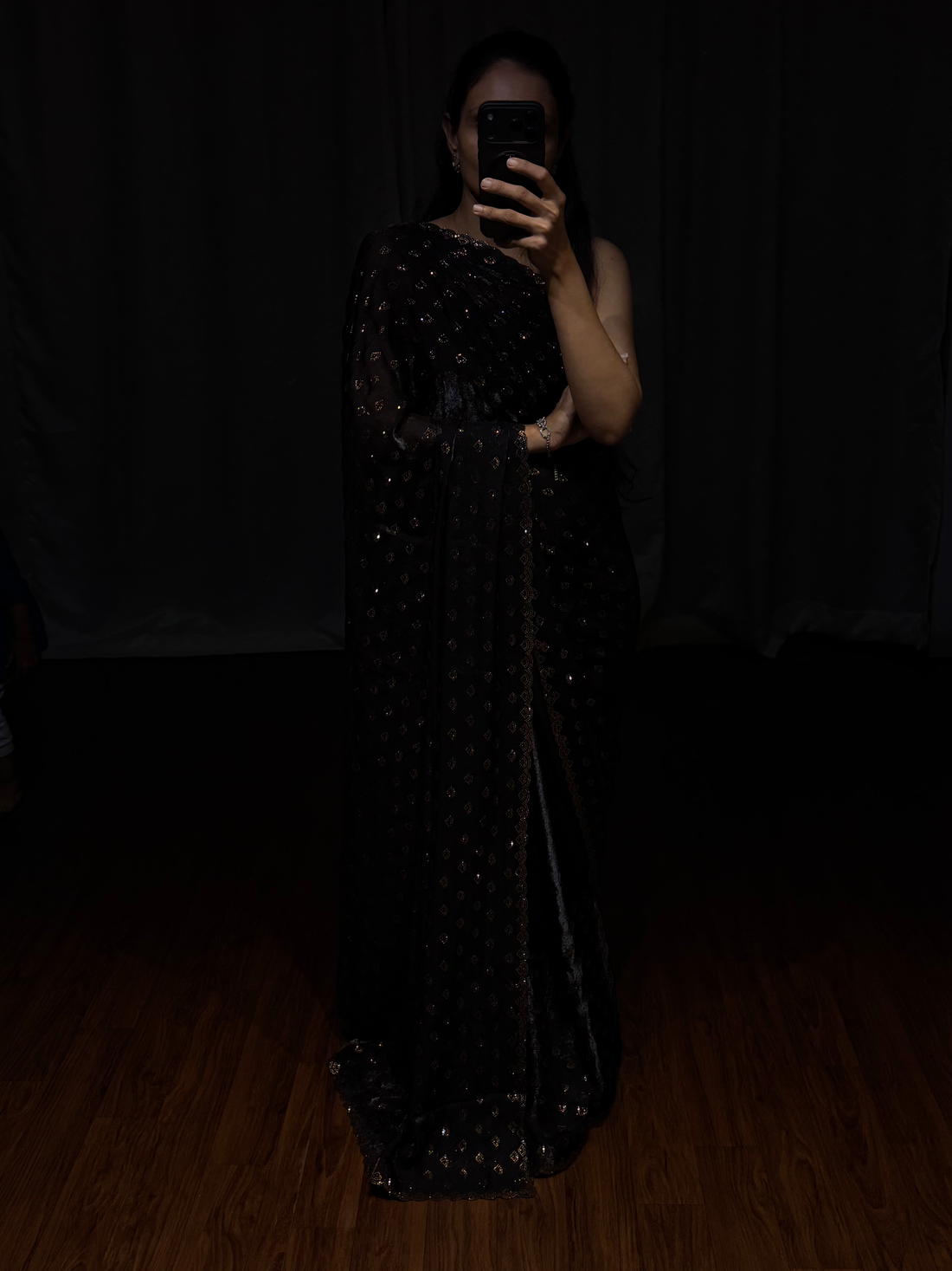 Ruhani Midnight Black Swarovski Designer Saree