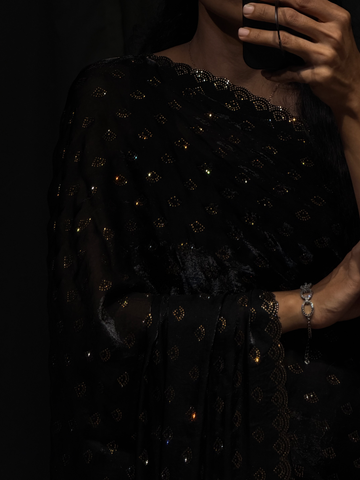 Ruhani Midnight Black Swarovski Designer Saree