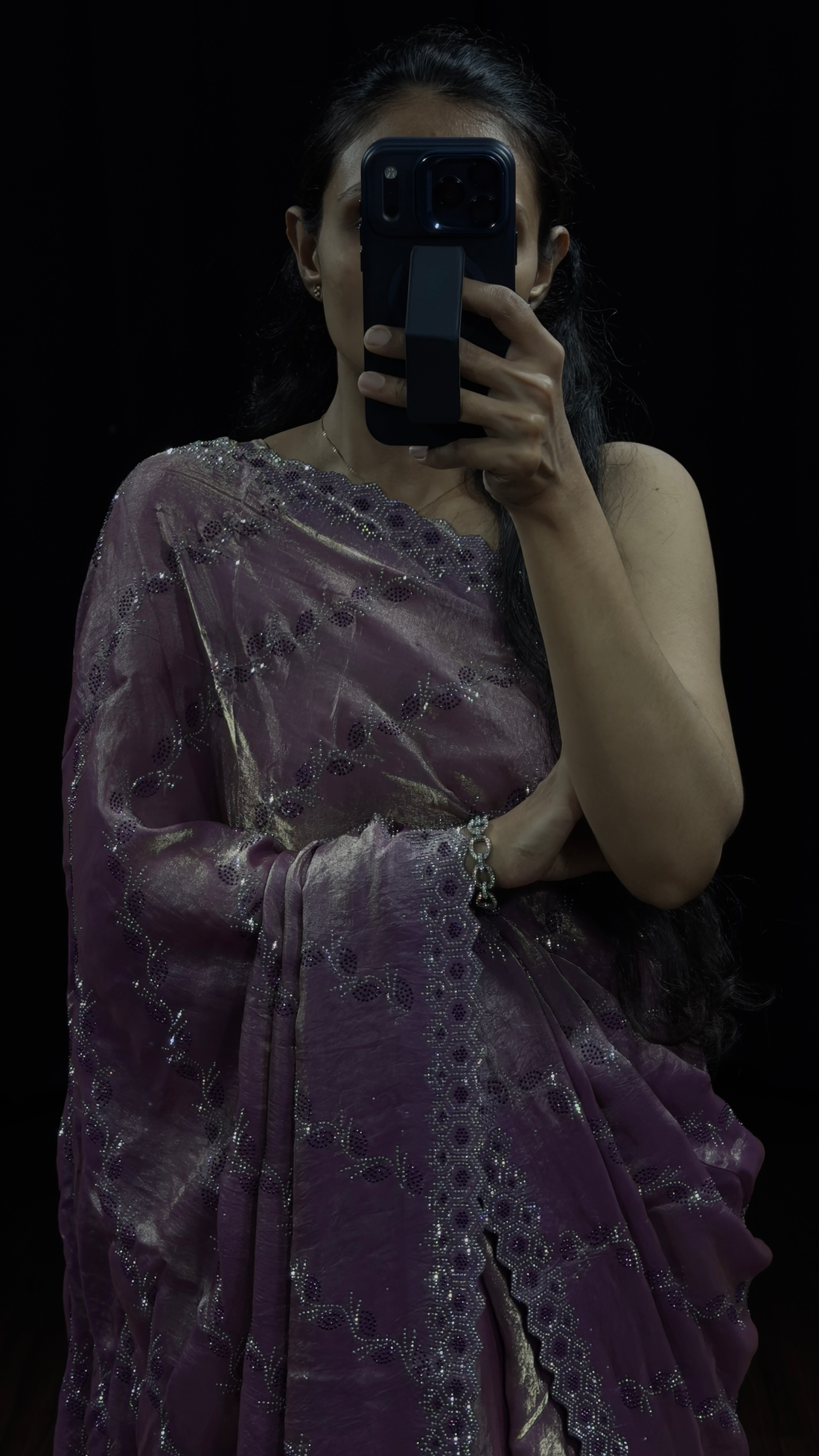 Mauve Purple Designer Saree with Swarovski Work