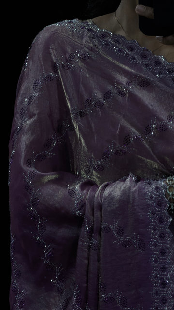 Mauve Purple Designer Saree with Swarovski Work