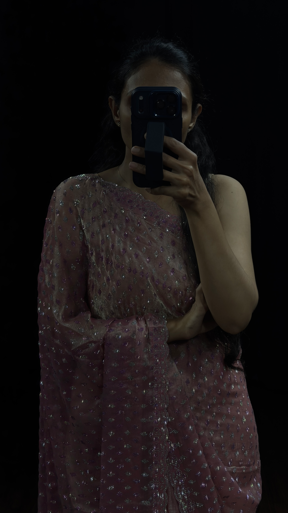 Dusty Rose Swarovski Work Designer Saree