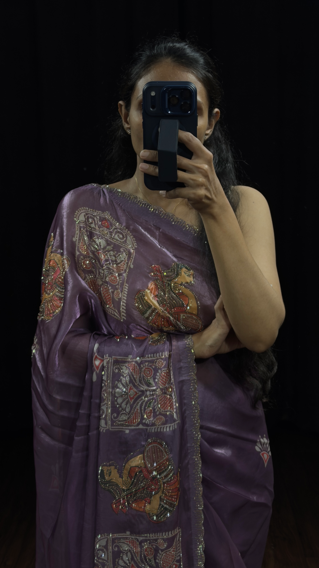 Mauve Purple Swarovski Work Designer Saree