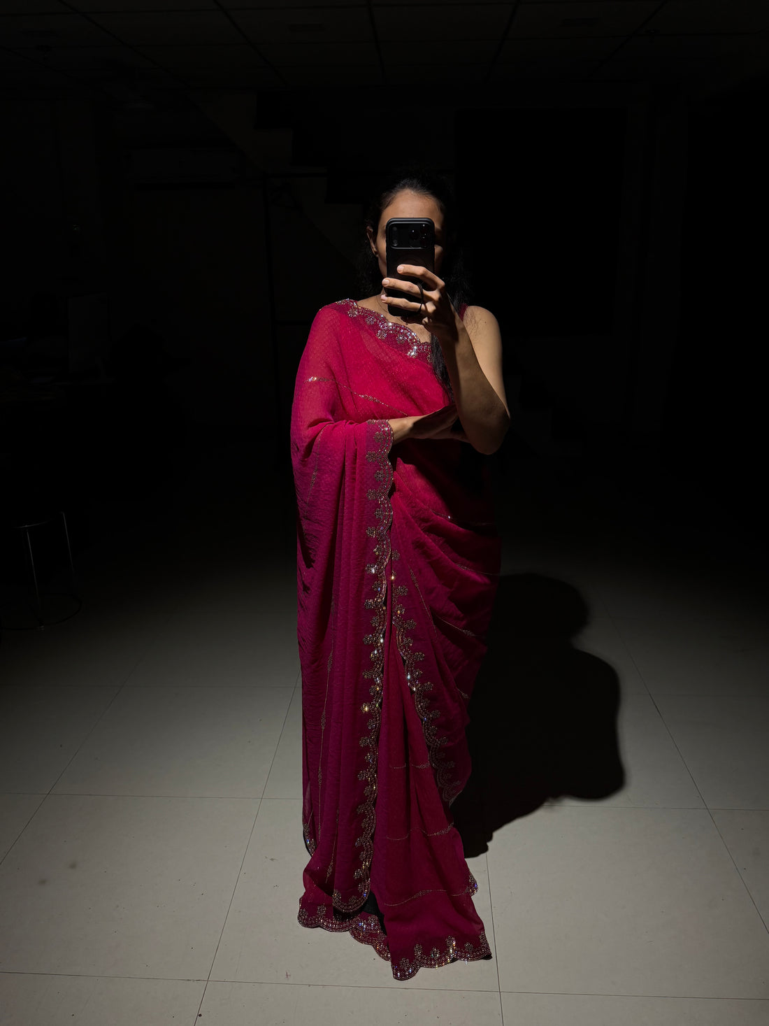 Abeer Rani Pink Swarovski Designer Saree
