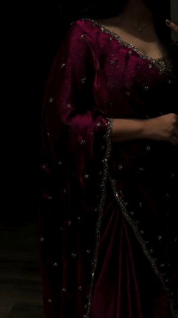 Maroon Wine Saree with Cutdana, Sequence & Zari Work with unstitched blouse