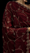 Maroon Fendy Satin Silk Saree with Swarovski Work