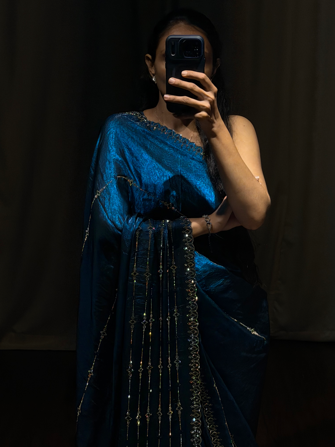 Meher Teal Swarovski Designer Saree