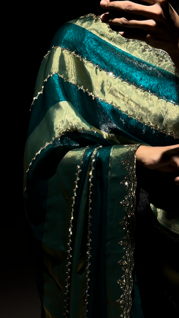 Nazam Emerald Green Swarovski Designer Saree