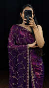 Pop Purple Satin Silk Saree with Swarovski Work