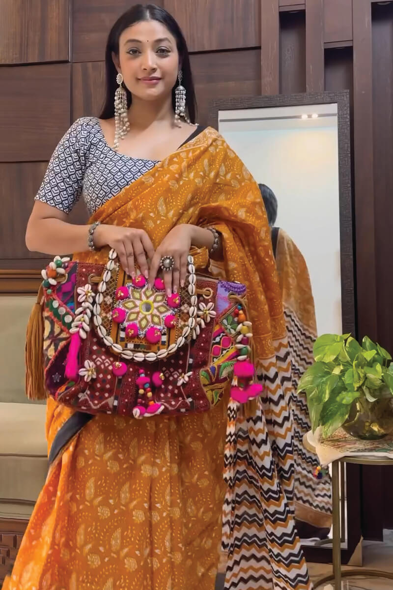 Attractive 1 Minute Ready To Wear Mustard Cotton Saree