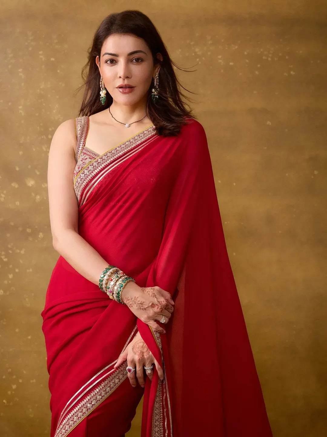 Designer Red Rangoli Silk Party Wear Saree with Unstitched Blouse