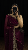 Royal Maroon Wine Cutdana, Sequence & Zari Work Saree