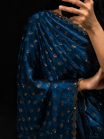 Ruhani Royal Teal Swarovski Designer Saree