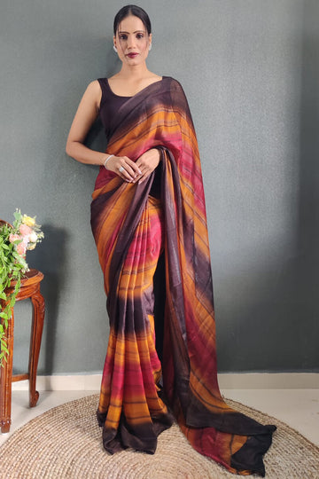 Angelic 1 Minute Ready To Wear Multicolor Nylon Silk Saree