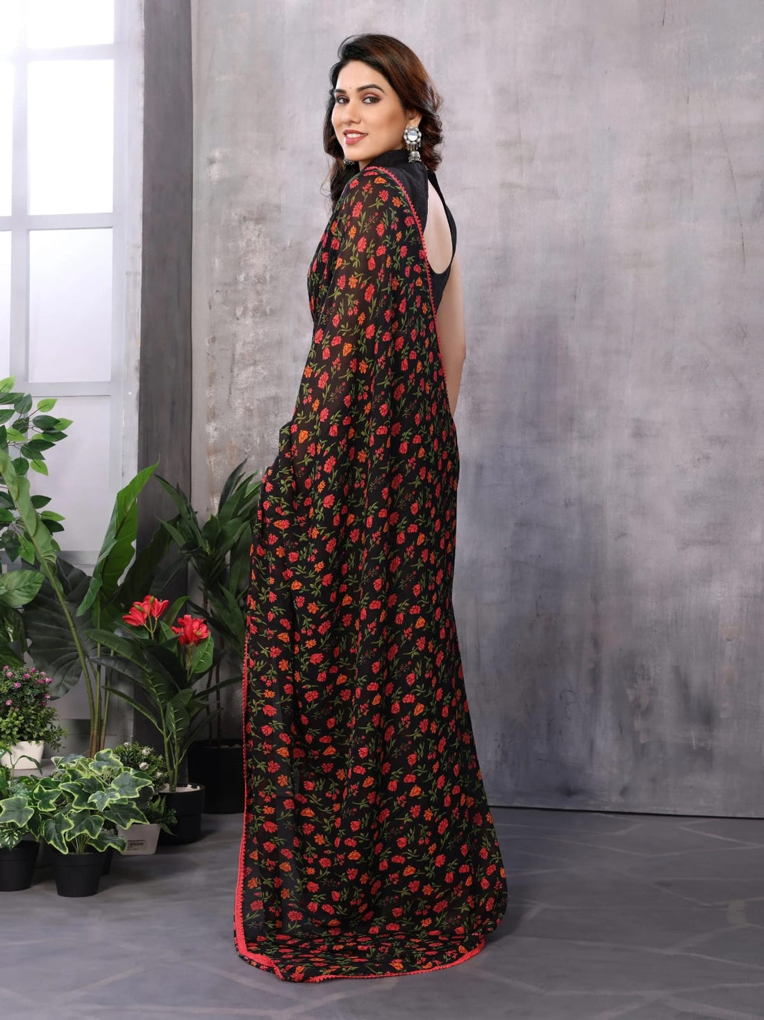 Assemblage 1 Minute Ready To Wear Black Georgette Saree