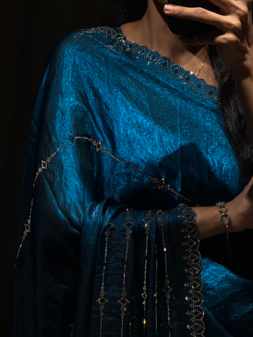 Meher Teal Swarovski Designer Saree