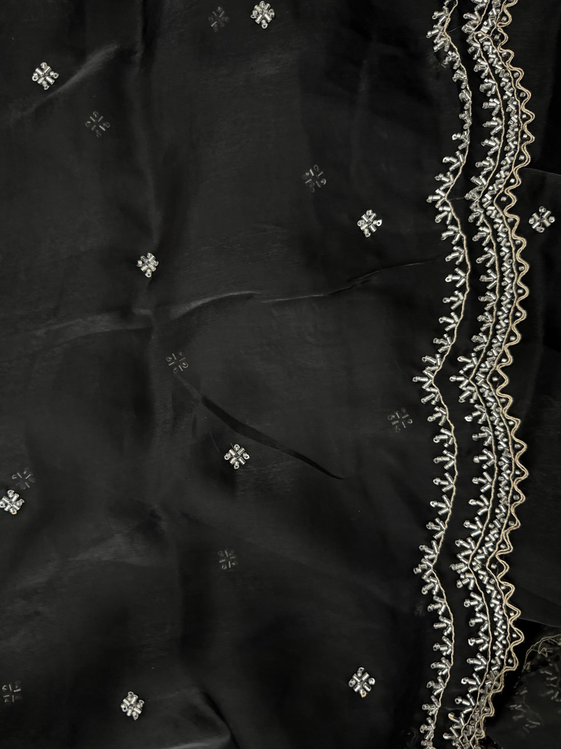 Midnight Black Cutdana, Sequence & Zari Work Saree