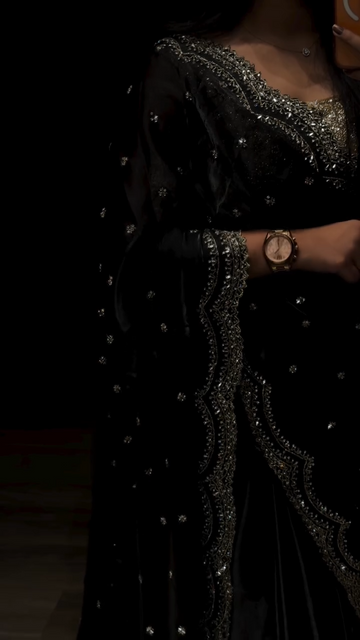 Midnight Black Swarovski Saree