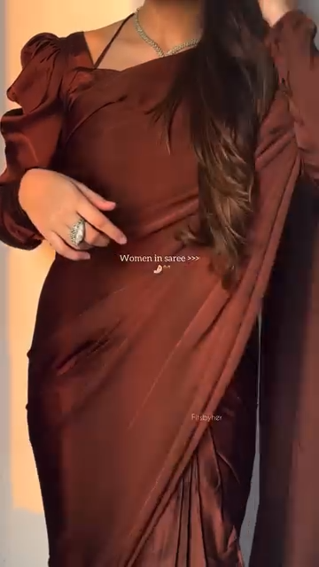 Brown Crepe Silk Saree