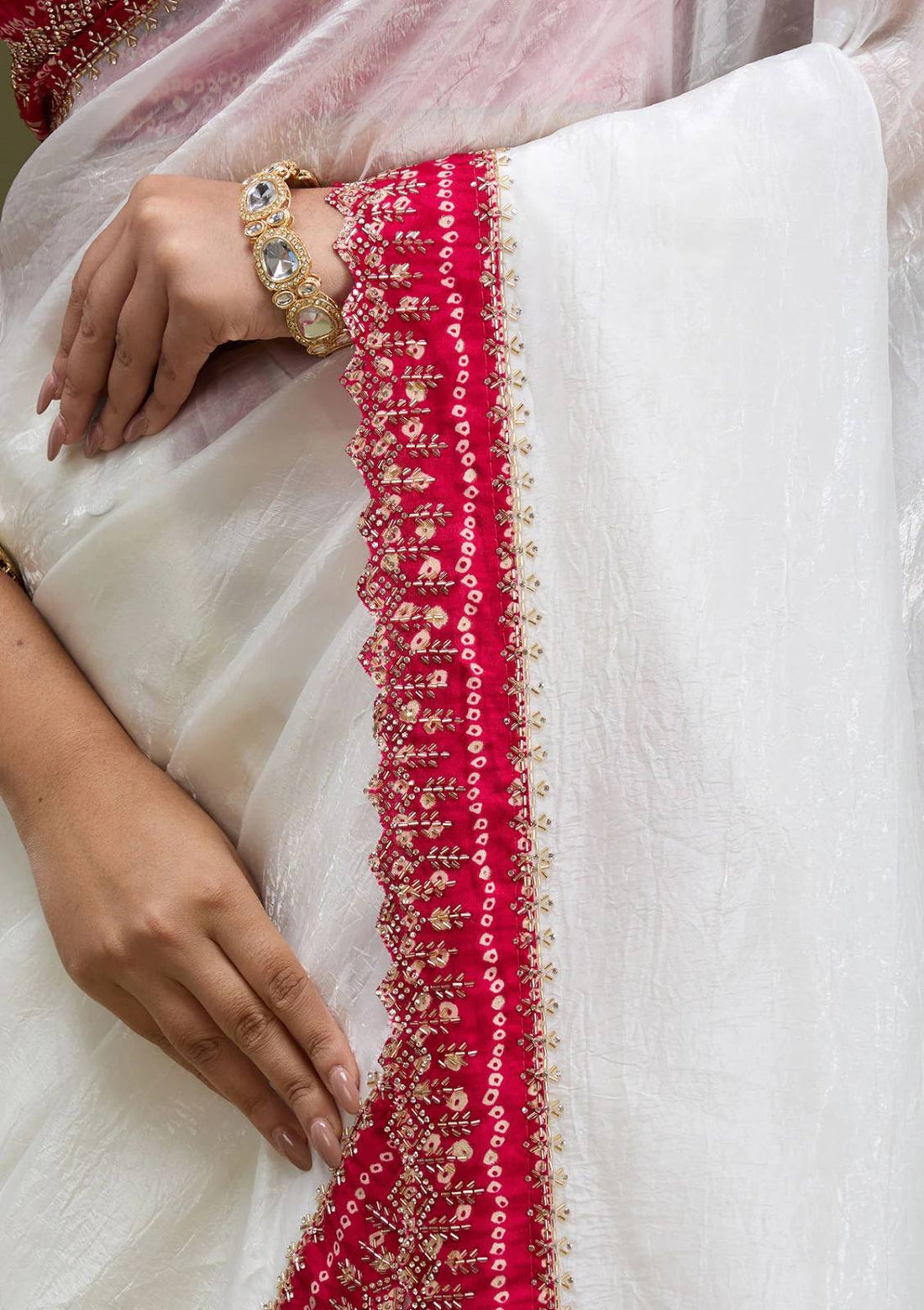 Tissue Crush Handwork Saree