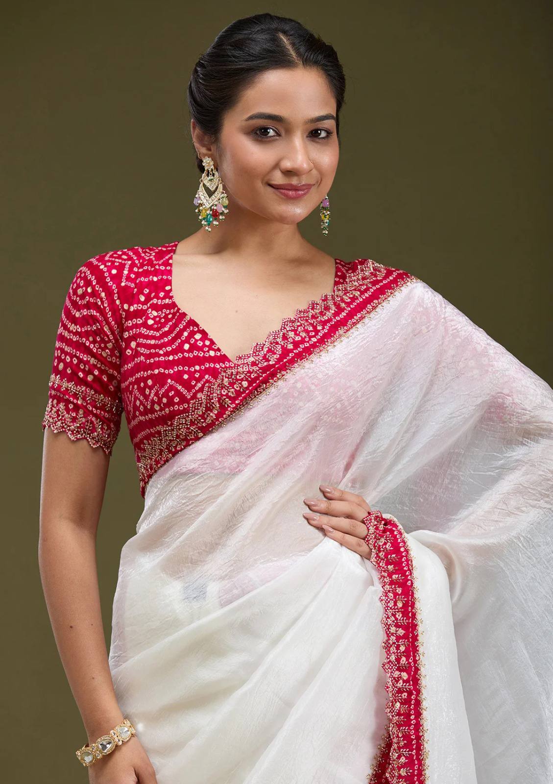 Tissue Crush Handwork Saree