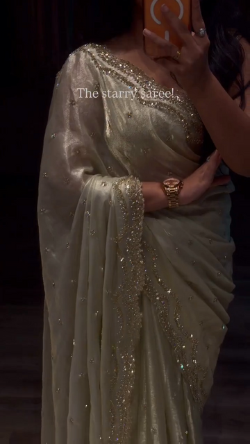 Starry White Swarovski Saree