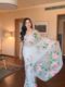 White Shade And Floral Print In Pink And Green Tones Organza Ready To Wear Saree With Unstitched Blous