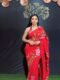 Red Color And Large Pink Floral Prints Georgette Ready To Wear Saree With Unstitched Blouse