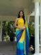 Yellow, Green, And Blue Shades Ombre Gradient Georgette Ready To Wear Saree With Unstitched Blouse