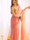 Peach Color Solid Fendy  Ready To Wear Saree With Unstitched Blouse