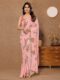 Peach-pink Floral Print Georgette Ready To Wear Saree With Unstitched Blouse