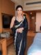 Pure Black Rangoli Ivory Lace Embroidery Ready To Wear Saree With Unstitched Blouse
