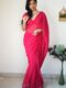 Red And Pink ,Omber Print Georgette Ready To Wear Saree With Unstitched Blouse