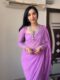 Lavender Color,Plain Elegant Georgette Ready To Wear Saree With Unstitched Blouse