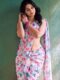 Multicolor White Large Hand-painted Floral Motifs Georgette Ready To Wear Saree With Unstitched Blouse (Copy)