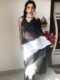 Black And White Omber paint Georgette Ready To Wear Saree With Unstitched Blouse