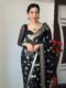 black cotton banarasi silver zari motifs saree Ready To Wear Saree With Unstitched Blouse