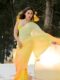 Lemon Yellow To Orange Ombré Shades Georgette Ready To Wear Saree With Unstitched Blouse