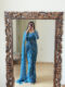 Blue Georgette Floral Print Ready To Wear Saree With Unstitched Blouse