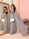 Black And White Stripes Georgette Ready To Wear Saree With Unstitched Blouse