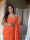 Orange Color, Plain Elegant  Georgette Ready To Wear Saree With Unstitched Blouse