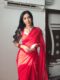Red Color,Plain Elegant Georgette Ready To Wear Saree With Unstitched Blouse