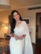 White Color,Plain Elegant Georgette Ready To Wear Saree With Unstitched Blouse