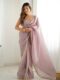 Light Purple Gold Crush Saree With Golden Border Ready To Wear Saree With Embroidered Blouse Stitched