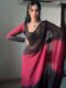 Maroon And Black Color Ombre Saree,Flowy Drape Georgette Ready To Wear Saree With Unstitched Blouse