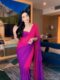 Pink And Purple Color Ombre Saree,Flowy Drape Georgette Ready To Wear Saree With Unstitched Blouse