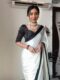 Rich White Base Color Ombre Saree,Flowy Drape Georgette Ready To Wear Saree With Unstitched Blouse